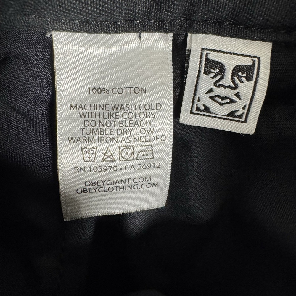 OBEY Carpenter Pants Men's 30 Black White Graphic Utility Workwear Streetwear - Picture 6 of 10